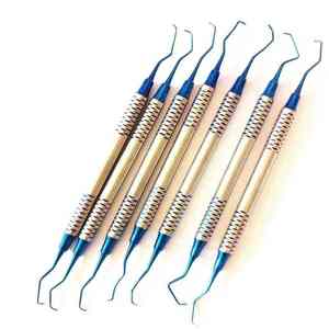 Instrumentos de Limpieza Dental, Instrumentos Dentales Profesionales, Juego de Curetas Gracey de 7 Piezas, Agarre Ergonómico Manual, Certificado CE - Product Image 1