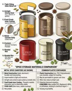 6 Piece Stainless Steel <b>Spice</b> <b>Jar</b> Set Printed Label Airtight Kitchen Storage Containers - Product Image 6