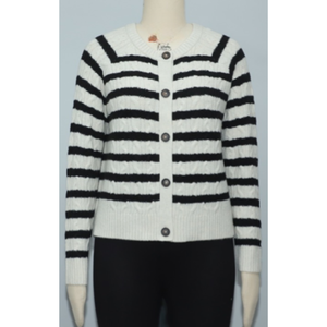 Cárdigan de Punto Rosa y Verde para Mujer, Cuello en V, Manga Larga, Estilo Preppy, Bordado con Monograma AK, Botones en la Parte Delantera - Product Image 3
