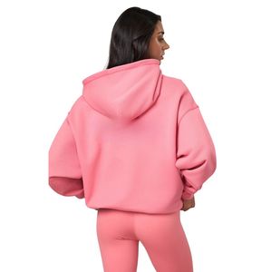 Sweat-shirt à capuche rose clair pour femme, fermeture éclair intégrale, en polaire, manches longues, style décontracté streetwear, coupe ample, toucher doux, confort quotidien - Product Image 5
