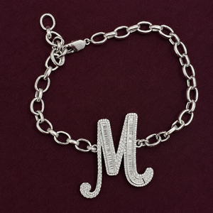 Chaîne de cheville en or avec diamant de laboratoire VVS, lettre initiale personnalisée M, bijou élégant pour femme, cadeau, chaînes personnalisées serties de diamants taille coussin - Product Image 5