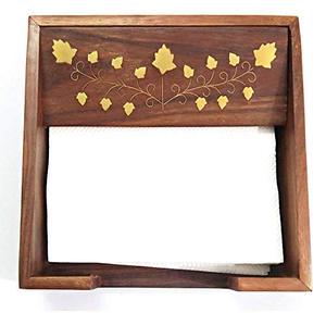 Boîte à mouchoirs et porte-serviettes en bois de style américain avec motif de feuilles, rangement multifonctionnel pour la maison, l'hôtel, la cuisine - Product Image 1