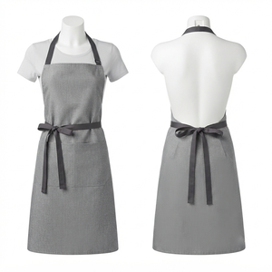 Delantal de Chef Unisex Premium de 240 GSM, Lona de Polialgodón Negra, Ajustable, de Media Manga, para Restaurante o Bar, con Bordado Personalizado - Product Image 4