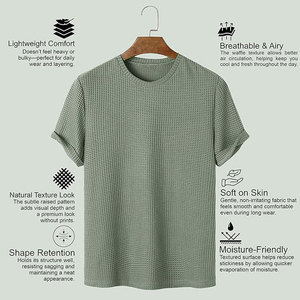 Camiseta Personalizada de Manga Corta para Hombre, de Algodón Grueso y Suave, Cuello Redondo, Color Sólido - Product Image 3