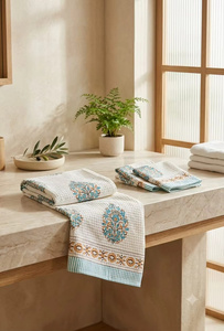 Cotton Waffle 2 Hand & 1 Bath <b>Towel</b> Set <b>Embroidered</b> Leaf Print Absorbent <b>Towels</b> Custom Home Decor - Product Image 1
