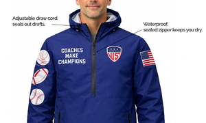 Wilcare Coach Hooded <b>Half</b>-<b>Zip</b> Canvas Windbreaker <b>Jacket</b> Lightweight Waterproof Eco-Friendly OEM Service Unisex Winter Training - Product Image 3