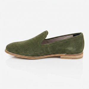 Mocasines Verdes de Cuero Genuino, Zapatos de Oficina con Punta Descubierta, Transpirables, con Suela de Goma, Entresuela de Goma de Color Sólido, Forro de PU - Product Image 2