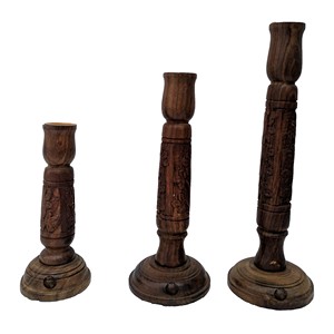 Porte-bougie en bois de Sheesham avec incrustation en laiton - Artisanat artisanal en gros - Product Image 2