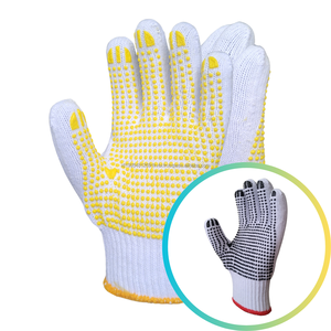 Gants antidérapants de sécurité améliorée en blanc blanchi à pois en PVC noir pour les tâches de coupe et d'élagage des cultures - Product Image 5