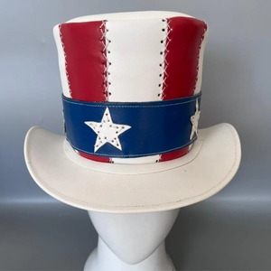 Sombrero de Copa de Cuero Personalizado, Hecho a Mano, con Corona Alta y Estilo Único para Disfraces Góticos y Steampunk - Product Image 1