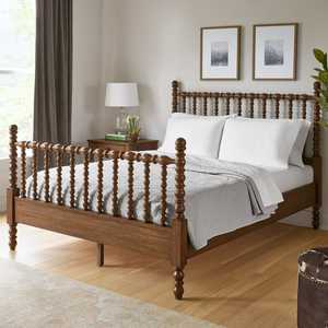 Modern Solid Wood Spindle <b>Bed</b> Frame <b>Rustic</b> Farmhouse Custom Size Wooden <b>Bed</b> Frame - Product Image 6