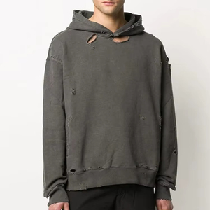 Men's Custom Drop Shoulder Hoodies Hooded Sweatshirt Casual Washed Distressed Oversize Pullover Heavyweight Hoodie For Men - Product Image 6