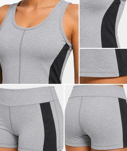 Women's Plus Size 2 Piece Yoga Set Racerback Sleeveless <b>Crop</b> <b>Top</b> Mid Waist Shorts Solid Color Spandex Sport Wear - Product Image 5