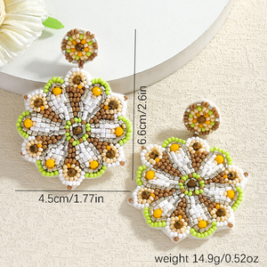 Pendientes de Mujer Hechos a Mano con Cuentas, Elegantes y Coloridos, con Cuentas de Arroz y Flores, por MD HANDICRAFTS - Product Image 6