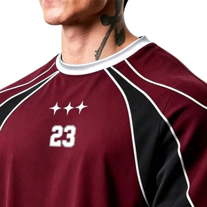 Raglan Oversized Sporty <b>Sports</b> <b>Jersey</b> Short Sleeve Crew Neck Contrast Panel Number Print Athletic Shirt Wholesale Team - Product Image 5