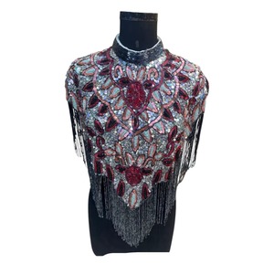 Capa de Lentejuelas Más Vendida con Diseño de Cuentas y Flecos Largos para Vestido de Noche, Disponible a Precio de Exportación - Product Image 3