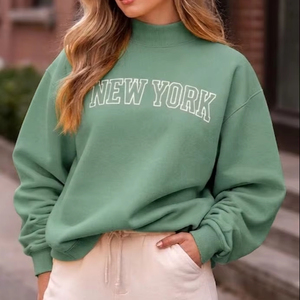 Pull ample à col montant pour femme, automne/hiver, en coton/polyester, intérieur offrant un confort thermique amélioré - Product Image 1