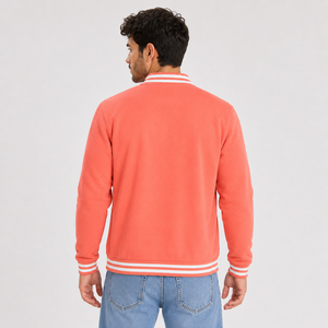 Sport Inspired <b>Canvas</b> Varsity Jacket Offering Clean Style Reliable Warmth Comfortable Movement Active Relaxed Daily Fashion - Product Image 3