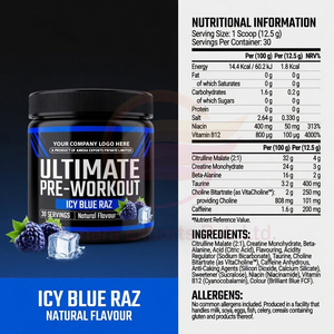 Poudre de pré-entraînement à la bêta-alanine, stimulant énergétique et améliorant les performances sportives, sans sucre, étiquette privée personnalisée - Product Image 4