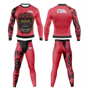 ชุดรัดกล้ามเนื้อผู้ชายลายพิมพ์ซับลิเมชั่น ดีไซน์ทันสมัย คุณภาพเยี่ยม เนื้อผ้าระบายอากาศได้ดี แขนยาว ชุดแรชการ์ด MMA - Product Image 1