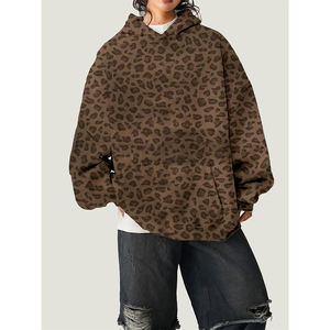 Sudadera con Capucha Unisex con Estampado de Leopardo, Estilo Casual, Oversize, de Felpa Francesa, para Otoño, Corte Regular, con Bolsillos - Product Image 2
