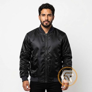 Chaqueta Varsity Negra de Satén para Hombre GREEK TREASURES, Corte Regular, Cuello Alto, Cierre de Cremallera, Informal, Transpirable, Bordada, para Invierno - Product Image 3