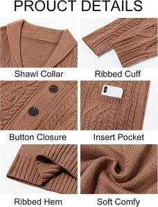 Pull en tricot d'hiver pour homme, logo personnalisé, tissu doux et chaud, manches longues, décontracté, élégant, confortable - Product Image 3