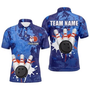 Custom Quick Dry Breathable Anti-Wrinkle 100% Polyester Short Sleeve <b>Bowling</b> Team for Shirt Sublimated Design Printed for Men - Product Image 1