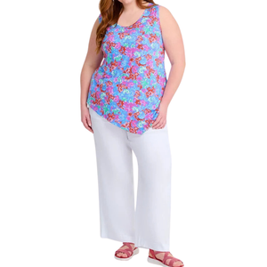 Camiseta sin Mangas Casual de Jersey para Mujer Talla Grande, Diseño Sólido en Varios Colores Brillantes, Cuello Redondo - Product Image 6