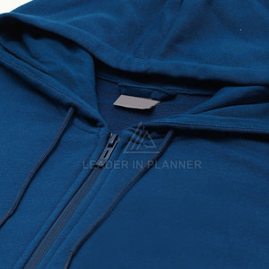 เสื้อฮู้ดซิปสำหรับผู้ชายผ้าคอตต้อนมีฮู้ดมีซิปแบบธรรมดา100% - Product Image 4