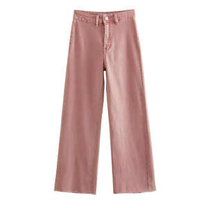 Jeans de Cintura Alta y Pierna Recta para Mujer, Denim Lavado, Color Sólido, Corte Holgado, Pantalones Casuales de Moda para Verano - Product Image 2