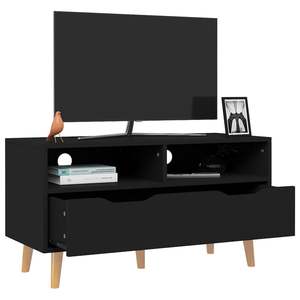 Mueble para TV de Madera Sintética Negra Mediana, Diseño Rectangular para Sala de Estar - Product Image 3