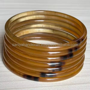 ชุดกำไลข้อมือเขาควายธรรมชาติขัดเงา7ชิ้นหายากมากคอลเลกชันสร้อยข้อมือรูปสัตว์ - Product Image 5