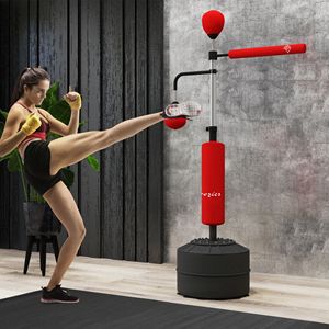 Supporto per Sacco da Boxe 4-in-1 con Altezza Regolabile, 2 Speedball, Barra Relax a 360 Gradi, Sacco Rivestito in Pelle PU - Rosso - Product Image 2