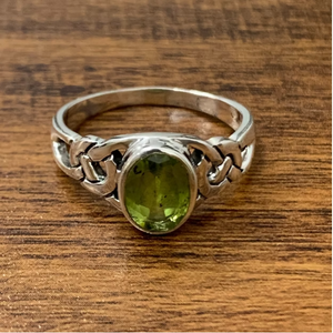 925 Sterling Silver Green <b>Peridot</b> <b>Ring</b> Vintage Celtic Knot Oval Cut Gemstone Statement Jewelry Wholesale Price - Product Image 2
