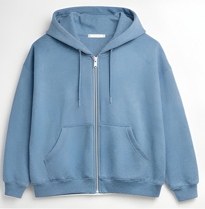 Sudadera con capucha de tejido grueso y cremallera, manga larga, corte holgado, tela suave y cálida, estilo urbano, producción a granel - Product Image 3