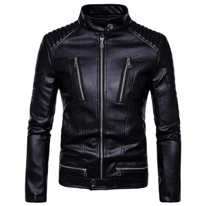 Veste en cuir PU pour moto, design personnalisé OEM, mode automne-hiver, veste en cuir noir pour homme, veste d'affaires, 2026 - Product Image 2