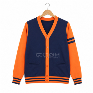 คอช อินเตอร์เนชั่นแนล ซิสเตอร์ฮู้ด เนวี ออเรนจ์เสื้อคาร์ดิแกนถักคอวีแขนยาวสีตัดกันสไตล์ลำลองแขนยาวเต็มตัว - Product Image 1