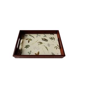 Custom Wooden Serving <b>Storage</b> Tray Set With Floral Print MDF Base Tea Coffee Breakfast Custom Logo Gift Tray For Home Kitchen - Product Image 3