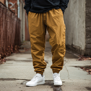 Pantalon de survêtement coupe-vent décontracté en nylon pour homme, avec cordon de serrage à la taille, pantalon de pluie streetwear pour homme - Product Image 1