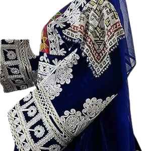 Vestido Afgano Moderno Hecho a Mano para Mujer, Diseño 2026, Estampado Floral, Bordado Multicolor, Apliques de Encaje, Volantes, Botones y Cremallera - Product Image 3