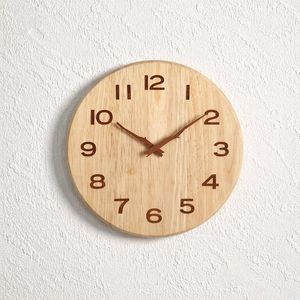 Rubber Wood Wall <b>Clock</b>, <b>Silent</b> Minimalist Japandi Decor, Scandinavian Natural Wood Accent - Product Image 5