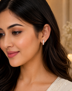 14K <b>solid</b> <b>Gold</b> Zircon Pave <b>Huggie</b> Hoop Earrings for Women Trendy Elegant Party Jewelry - Product Image 6