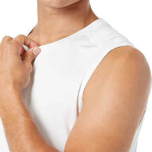 Camiseta sin Mangas de Alta Calidad para Hombre, Cuello en V, Poliéster y Algodón, Secado Rápido, Transpirable, Tejida, Informal, para Gimnasio, Venta al Por Mayor - Product Image 4