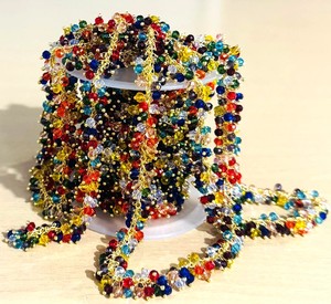 Cadena de Cuentas de Cristal Multicolor de 3mm, Cadena de Cuentas Hechas a Mano con Baño de Oro Grueso para la Fabricación de Joyería - Product Image 5