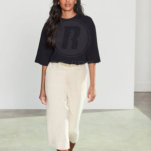 T-shirt ample pour femme de haute qualité, coupe décontractée, en toile 100% coton respirant, logo personnalisé - Product Image 3