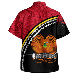 Camisa hawaiana con estampado de la bandera de Papúa Nueva Guinea, color negro y rojo, para hombre, manga corta, con botones, para vacaciones de verano - Product Image 4
