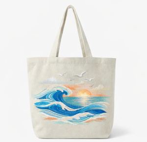 Sac de plage en toile tendance avec motif lettres, beige moyen, réutilisable, prix promotionnel de gros COTTON FIELD - Product Image 5