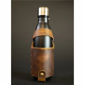 Vintage Genuine Leather <b>Bottle</b> Holder Portable Travel Water <b>Flask</b> Carrier Luxury Handmade Leather Beverage Cup Sleeve Holder - Product Image 4