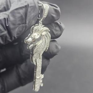 Colgante de León Hip Hop Unisex con Cabeza de León Redonda, Diamante Moissanita, Plata 925, Joyería Fina Brillante, Colgantes y Dijes - Product Image 3